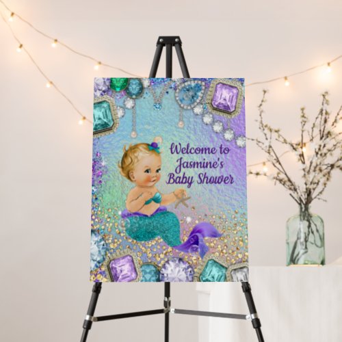 Cute Mermaid Baby Shower Welcome Sign 