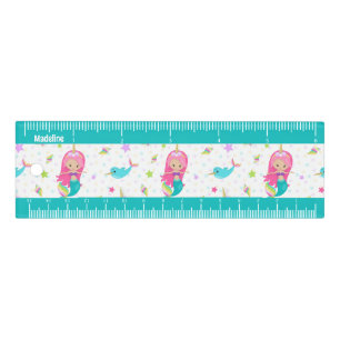 Cute Mermaid Beach Girl Monogram Kids Ruler