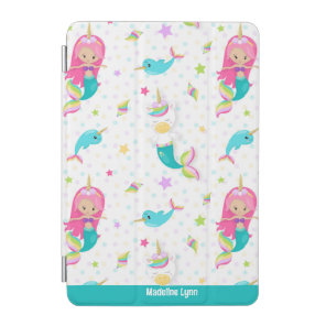 Cute Mermaid Beach Girl Personalized Kids iPad Mini Cover