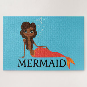 Cute Mermaid (Beautiful Black Girl) Jigsaw Puzzle