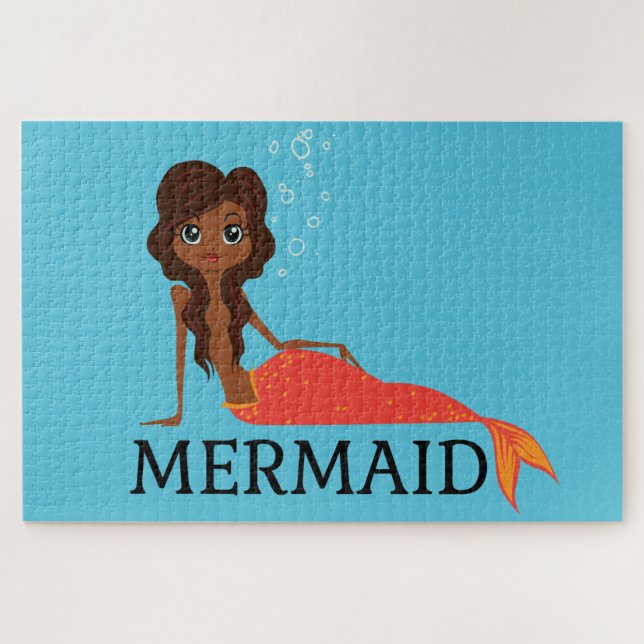 Cute Mermaid (Beautiful Black Girl) Jigsaw Puzzle (Horizontal)