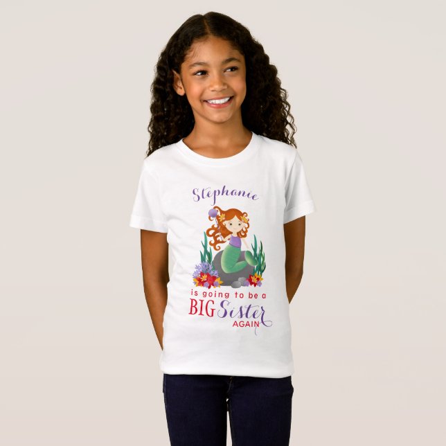 Cute Mermaid Big Sister Again T-Shirt (Front Full)