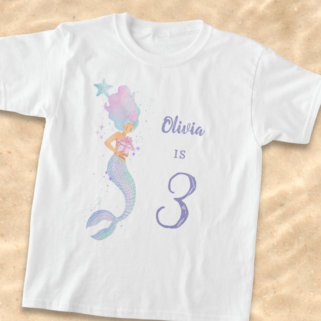 Cute Mermaid Birthday Girl Shirt Age 3 (Creator Uploaded)
