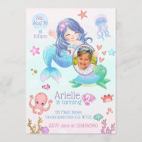 Cute Mermaid Birthday Invitation