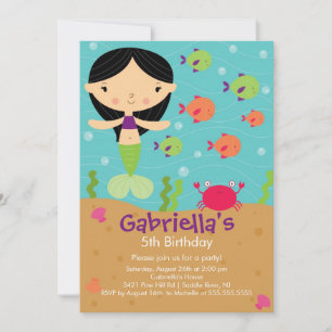 Cute Mermaid Birthday Invitation