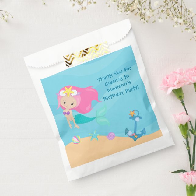 Cute Mermaid Birthday Party Custom Kids Favor Bag (Sealed)
