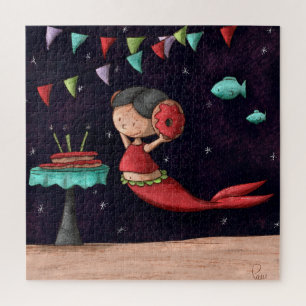 Cute Mermaid Birthday Party Jigsaw Puzzle