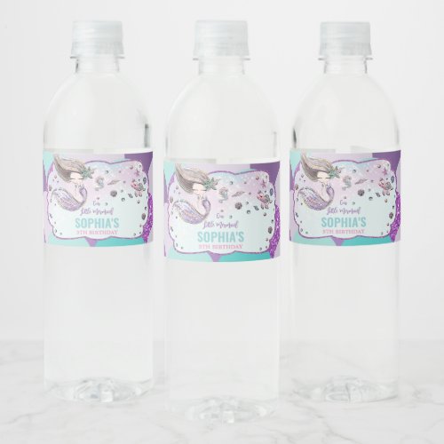 Cute Mermaid Birthday Party Under the Sea Favor Water Bottle Label