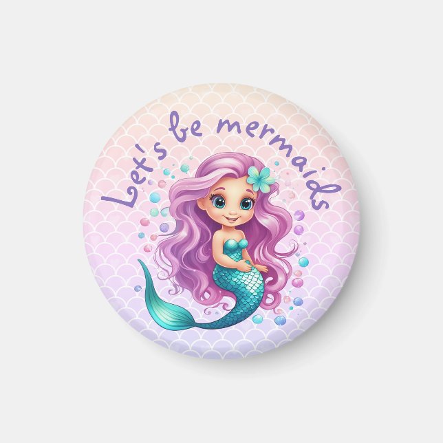 Cute Mermaid Birthday, Under the Sea Party Favor Magnet (Front)