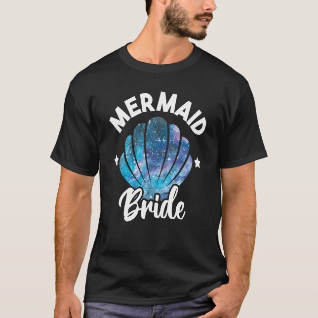 Cute Mermaid Bride Seashell Matching Mermaid Squad T-Shirt (Front)