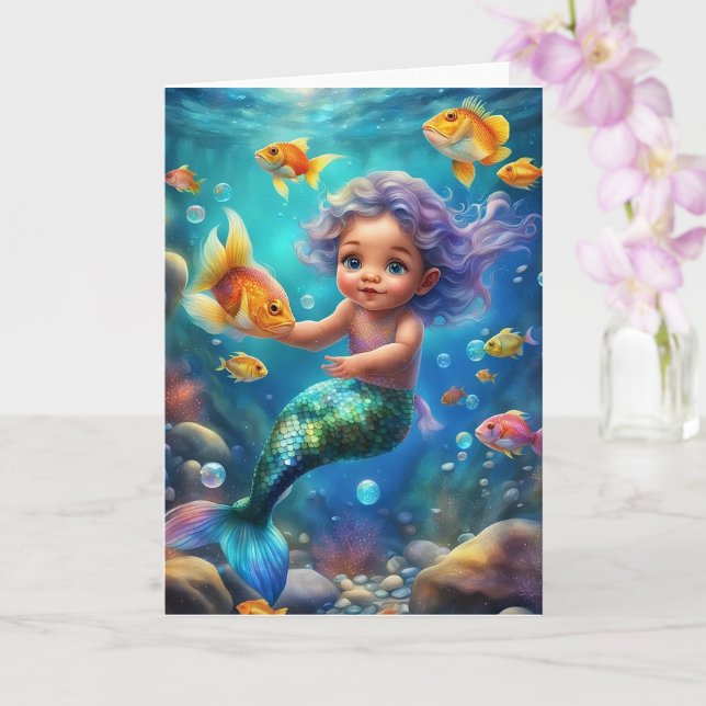 Cute Mermaid  Card (Orchid)