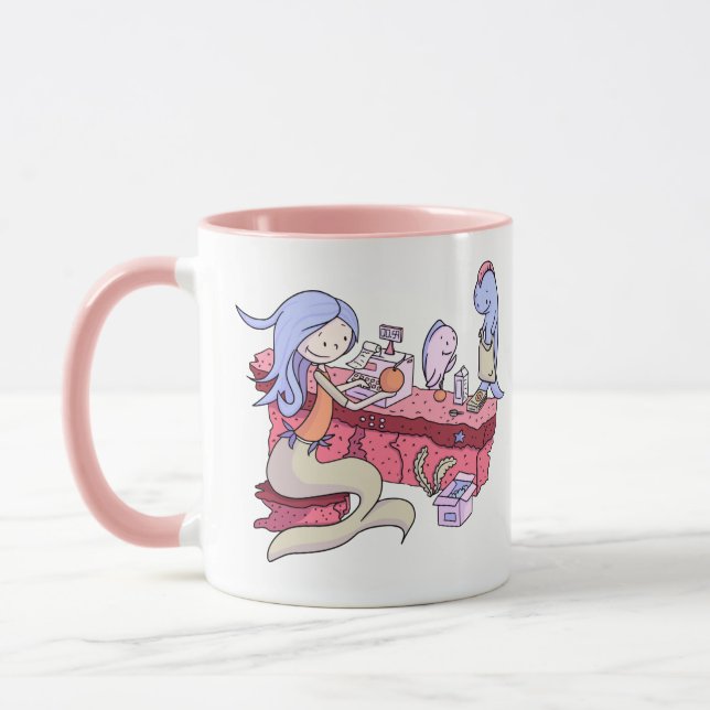 Cute Mermaid Cashier Personalized Mug (Left)