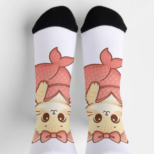 Cute Mermaid Cat Sticker Socks