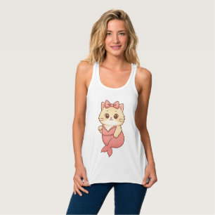 Cute Mermaid Cat Sticker Tank Top
