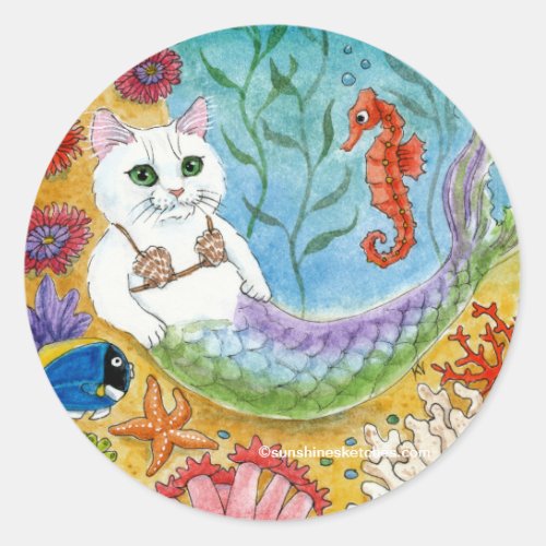 Cute mermaid cat underwater sticker