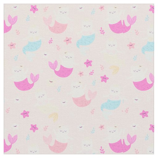 Cute Mermaid Cats Fabric
