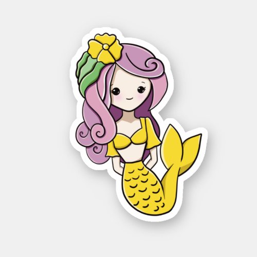 Cute Mermaid Character Sticker