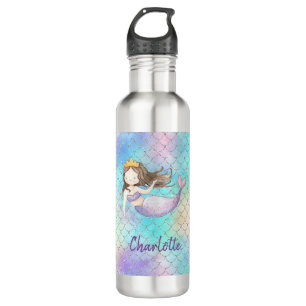 Cute Mermaid Custom Name Stainless Steel Water Bottle