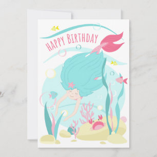 Cute Mermaid Diving Under the Sea