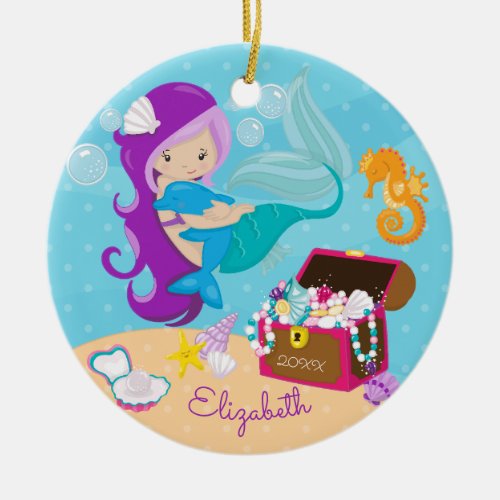 Cute Mermaid  Dolphin Christmas Ornament