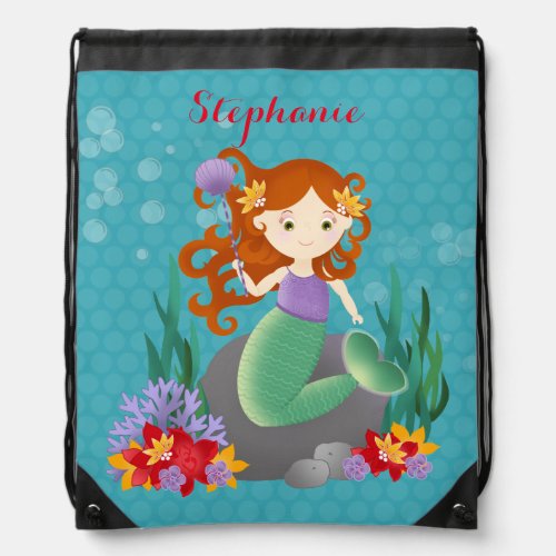 Cute Mermaid Drawstring Bag