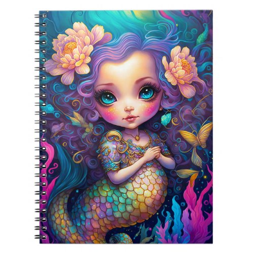Cute Mermaid Fantasy Art Notebook