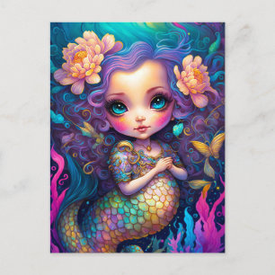 Cute Mermaid Fantasy Art Postcard