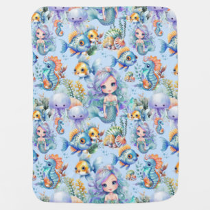 Cute Mermaid Fleece Baby Blanket