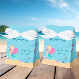 Cute Mermaid Girl Beach Custom Kids Birthday Party Favor Boxes