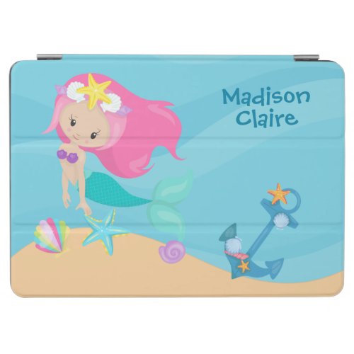 Cute Mermaid Girl Beach Personalized Kids iPad Air Cover