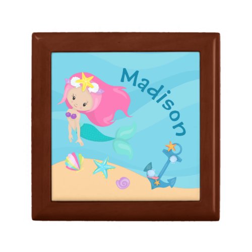 Cute Mermaid Girl Beach Personalized Kids Ocean Gift Box