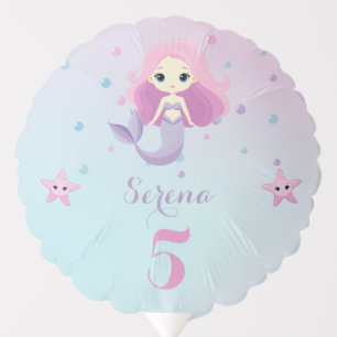 Cute Mermaid Girl Birthday Party Balloon