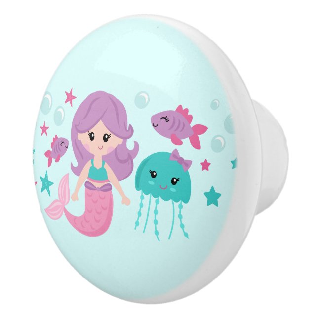Cute Mermaid Girl Ceramic Knob (Right)