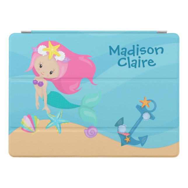 Cute Mermaid Girl Custom Beach Children's iPad Pro Cover (Horizontal)