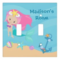 Cute Mermaid Girl Custom Kids Room Beach House Light Switch Cover