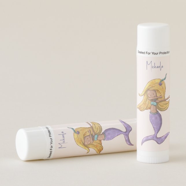 Cute Mermaid Girl Dabbing Dance Favor Lip Balm (Front)
