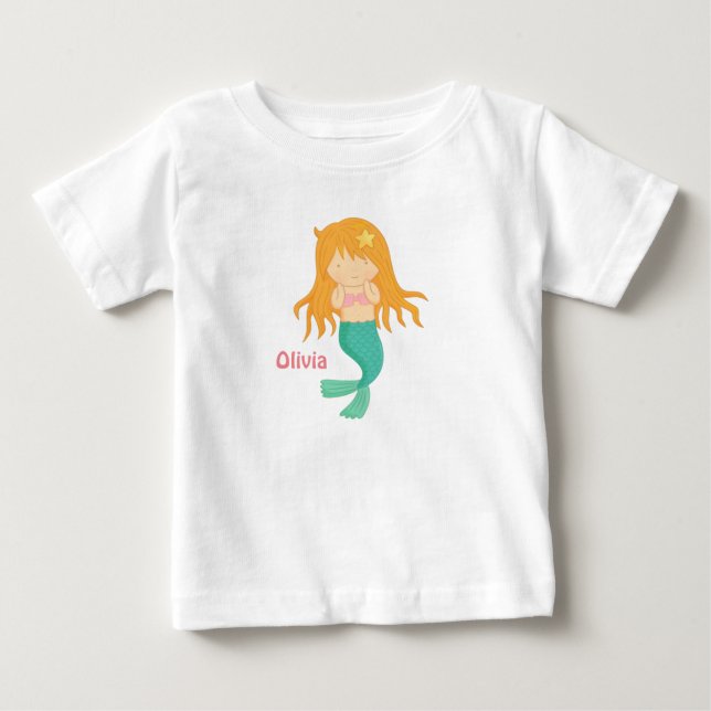 Cute Mermaid Girl For Baby Girls Baby T-Shirt (Front)