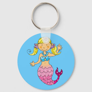 Cute Mermaid Girl Party Design Keychain