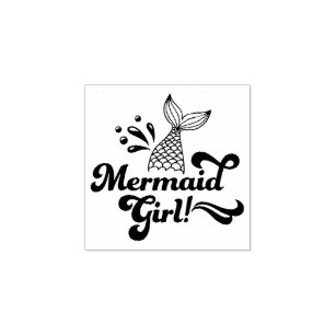 Cute Mermaid Girl Party Rubber Stamp