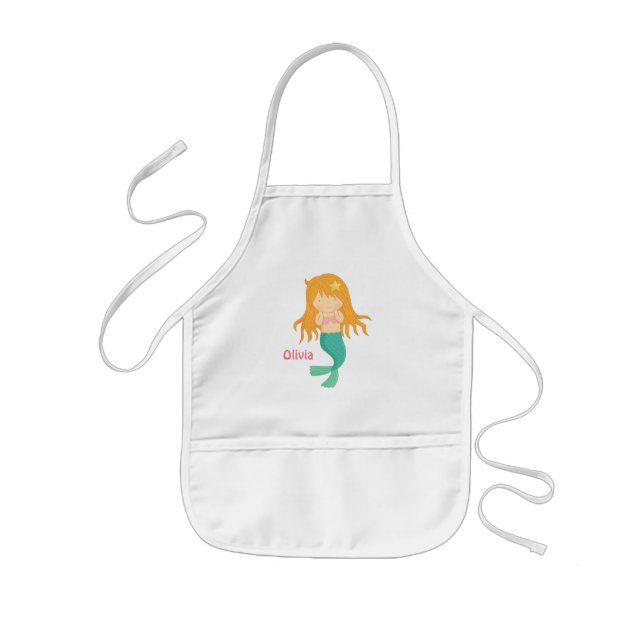Cute Mermaid Girl Personalized Apron (Front)