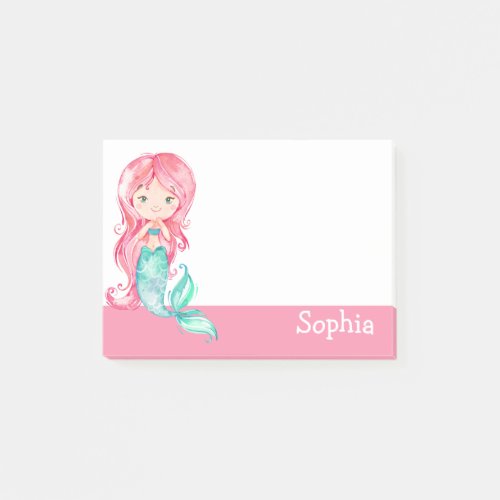 Cute Mermaid Girl Personalized Post_it Notes