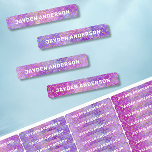 Cute Mermaid Girl Pink Purple Kid Name Back School Labels