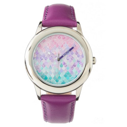 Cute Mermaid Girls Kids  Jewelry Pink Purple Watch