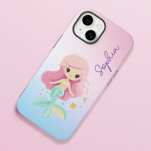 Cute Mermaid Girls Personalized Case-Mate iPhone 14 Case
