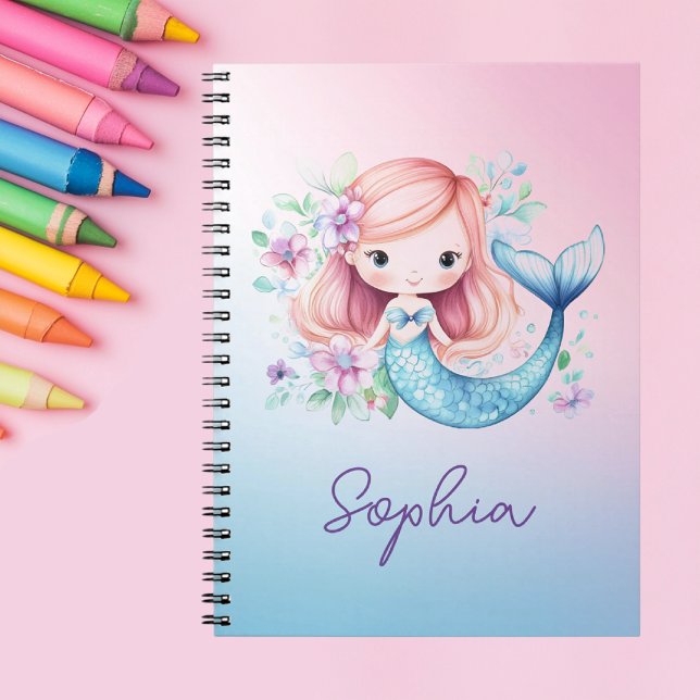Cute Mermaid Girls Personalized Notebook (Creator Uploaded)