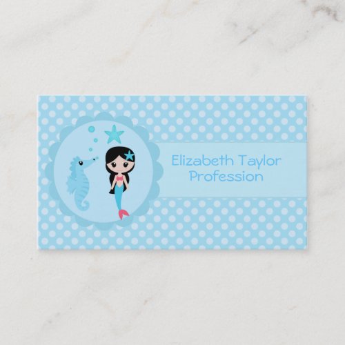 Cute Mermaid in Blue Business Card Templates