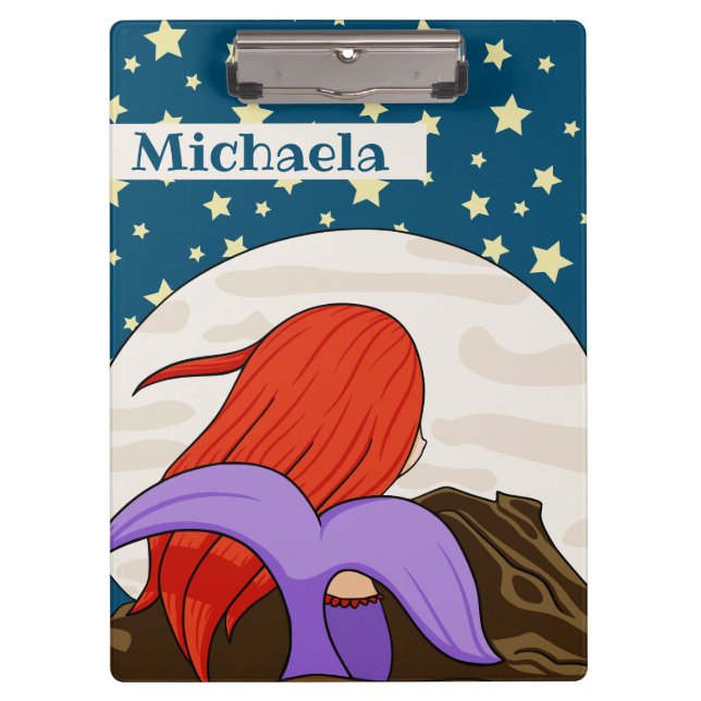 Cute Mermaid in the Moon Personalized  Clipboard (Front)