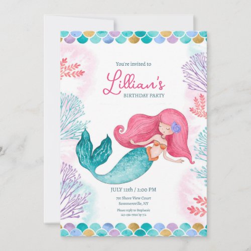 Cute Mermaid Invitation