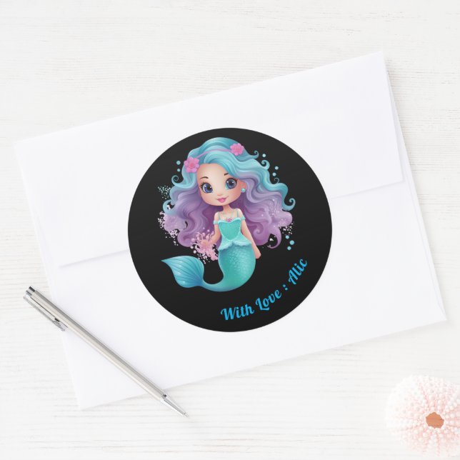Cute mermaid kids name labels (Envelope)