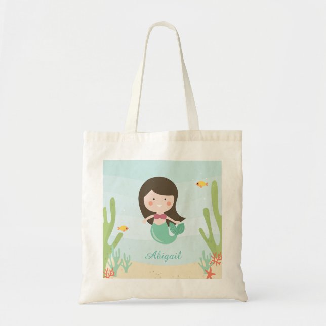 Cute Mermaid Kids Tote Bag (Front)